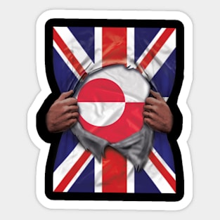 Greenland Flag Great Britain Flag Ripped - Gift for Greenlandic From Greenland Sticker